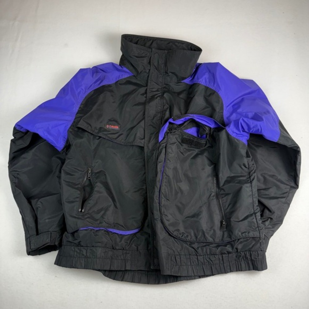Columbia Powder Keg Men's Black Purple Teal Ski Jacket XL